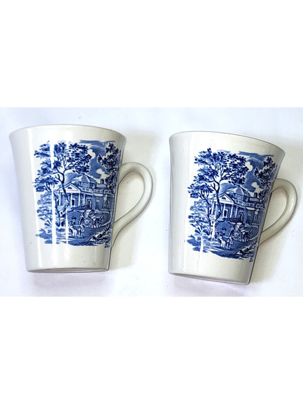 Countryside Blue/white Mugs Set of 2 Made in ENGLAND